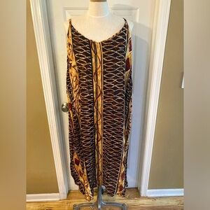 Vintage long dress Erika Brooke Cha Cha size plus 20/40 brown cream